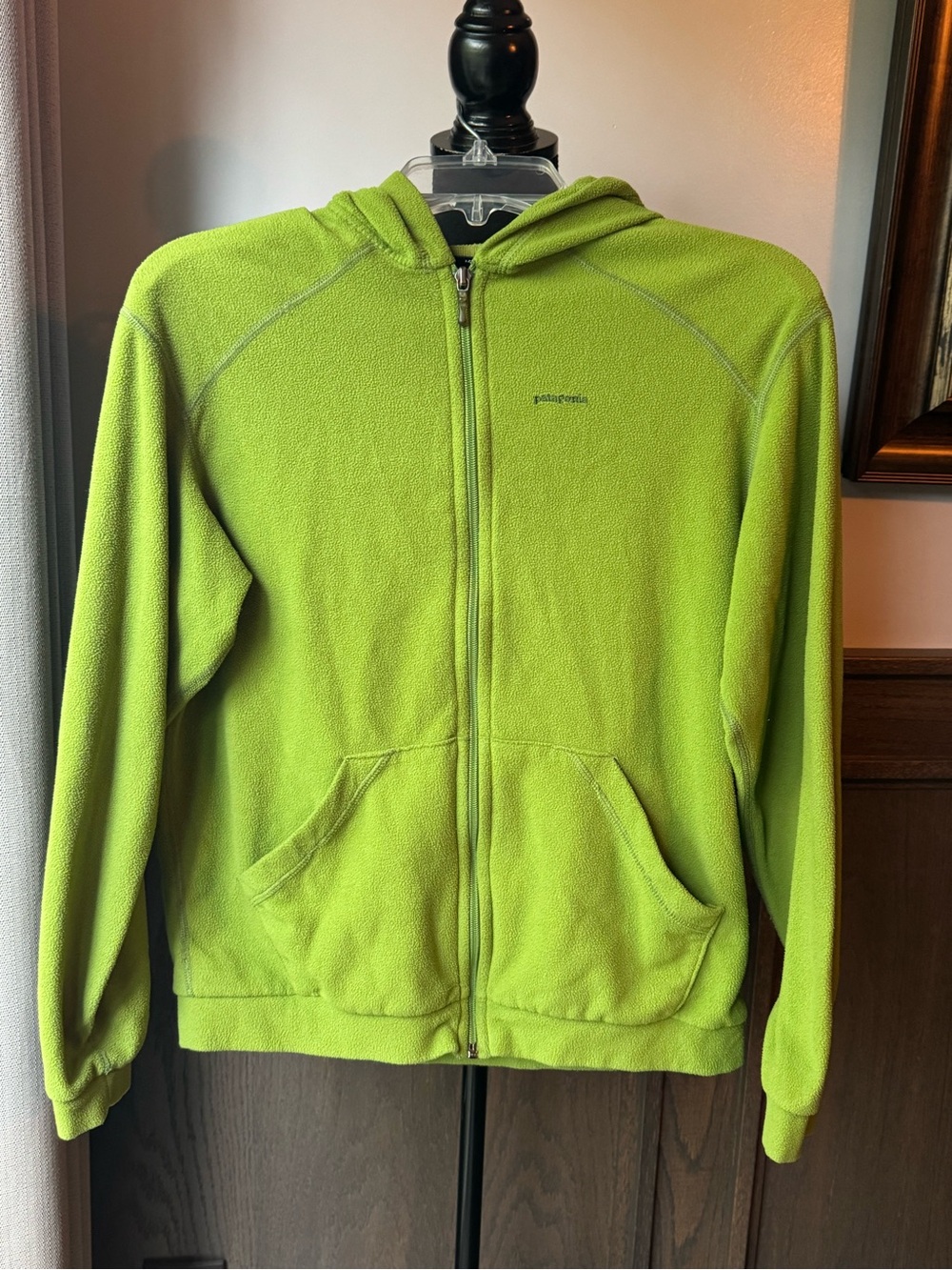 Patagonia Kids Lime Green Full-Zip Fleece Hoodie XL